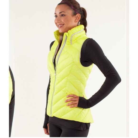 Lululemon Quilted Long Down Hi Lo Vest Puffer Yellow Jacket size 6 - Picture 1 of 4